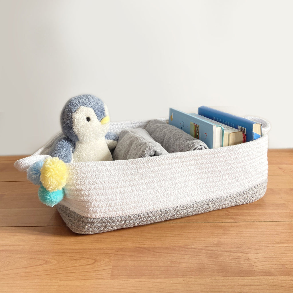 Grey Cotton Storage Basket