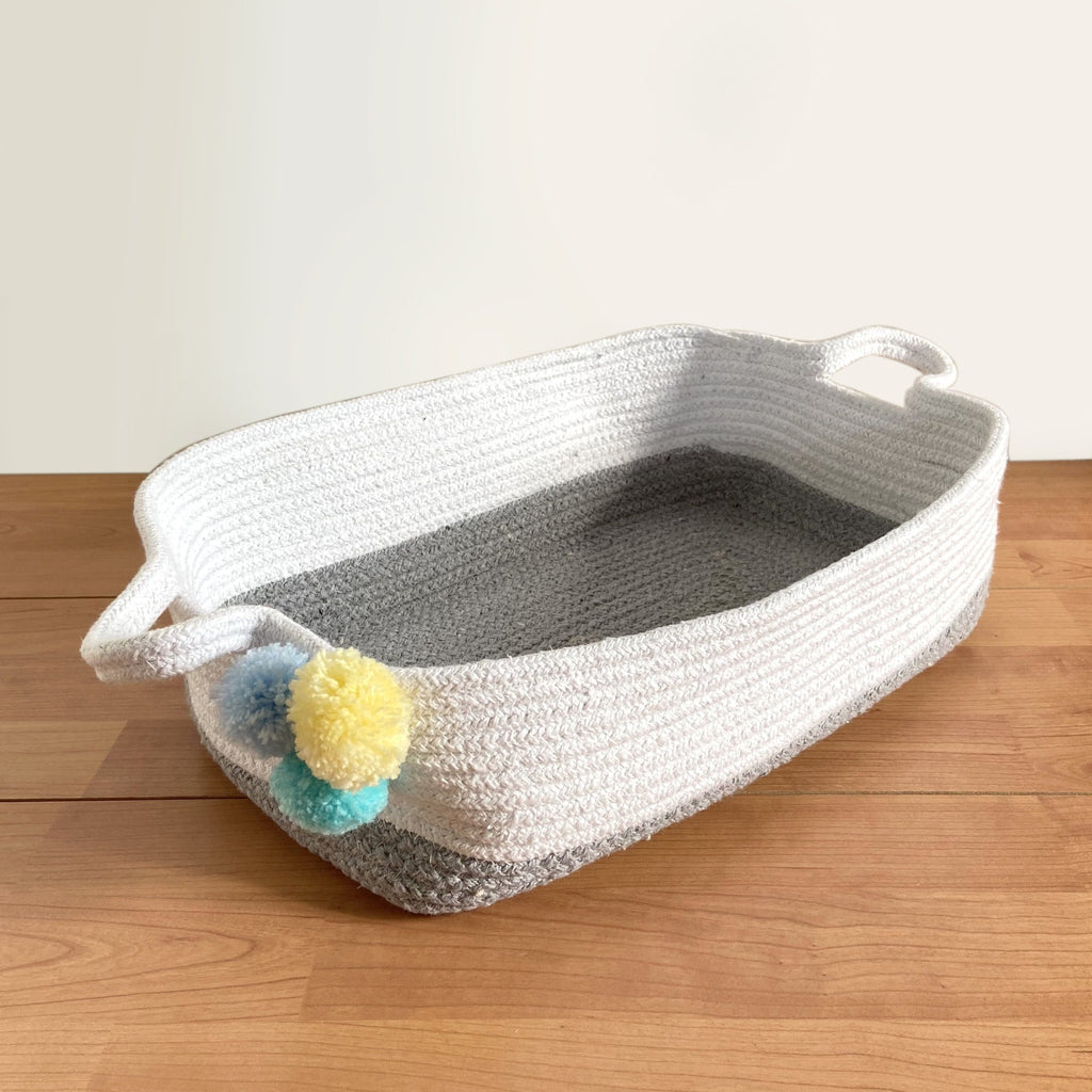 Grey Cotton Storage Basket