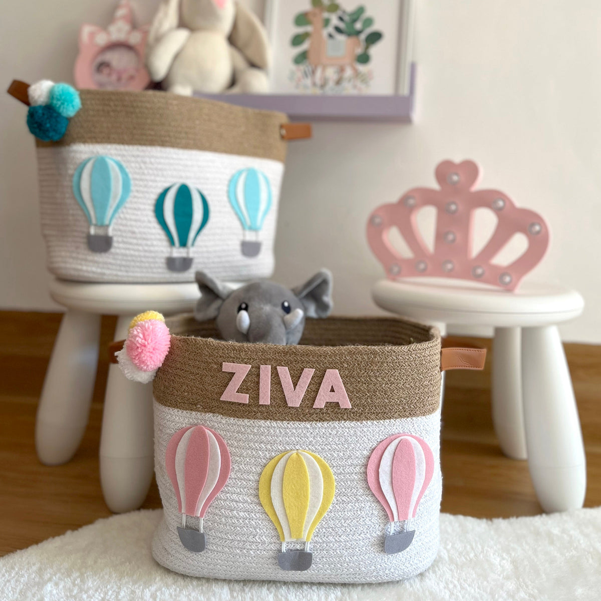 Pink Balloon Storage Basket