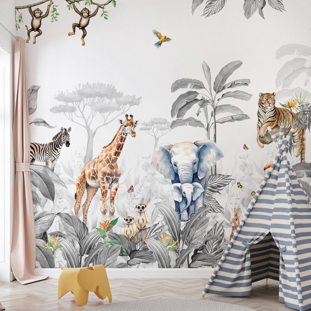 Safari Animals Nursery Wallpaper